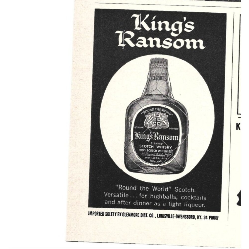 Kings Ransom Scotch Whisky Scotland Advertisement 1960s Vintage Print Ad